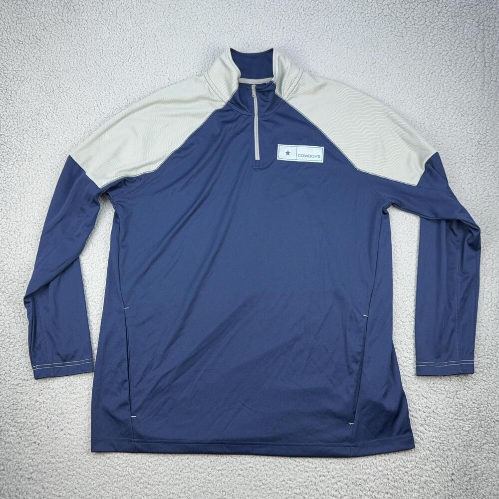 Dallas Cowboys Shirt Mens XL Blue NFL Football Long Sleeve 1/4 Zip Team Apparel